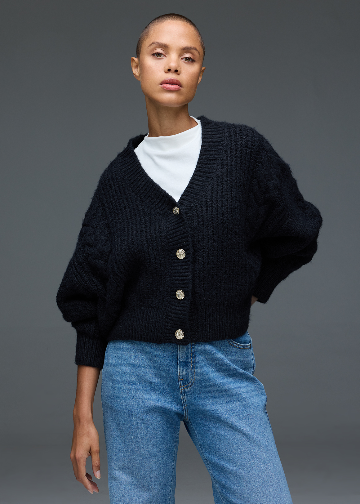 Chunky V-neck Cable Knit Cardigan | Woolworths.co.za