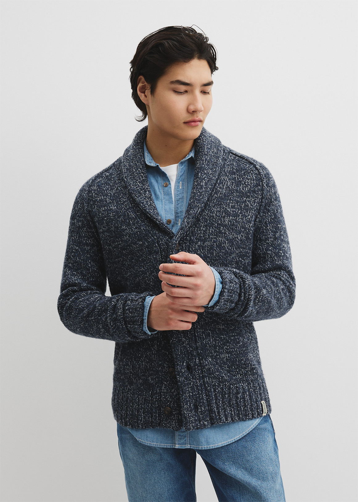 Workwear Merino Wool Blend Shawl Cardigan | Woolworths.co.za