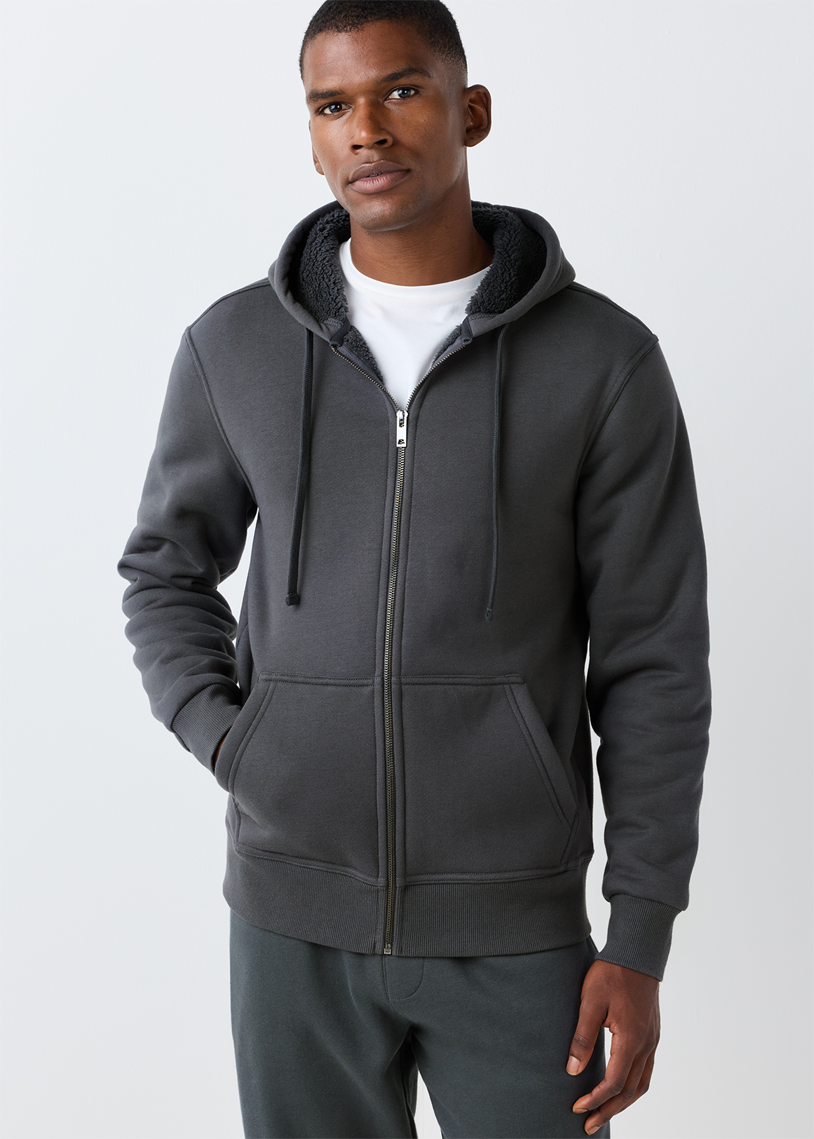 Zip-up Sherpa Lined Fleece Hoodie | Woolworths.co.za