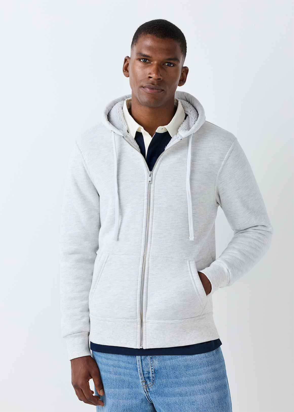 Zip-up Sherpa Lined Fleece Hoodie | Woolworths.co.za