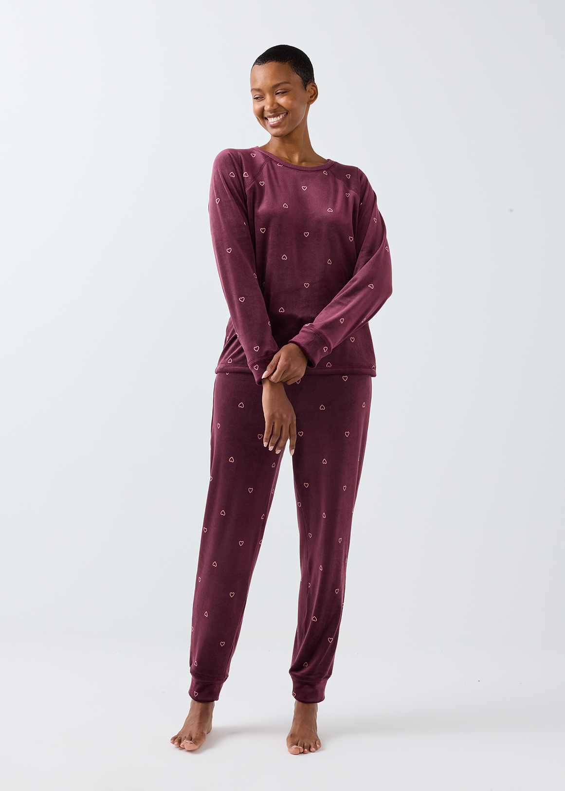 Burgundy Hearts Plush Fleece Pyjamas | Woolworths.co.za
