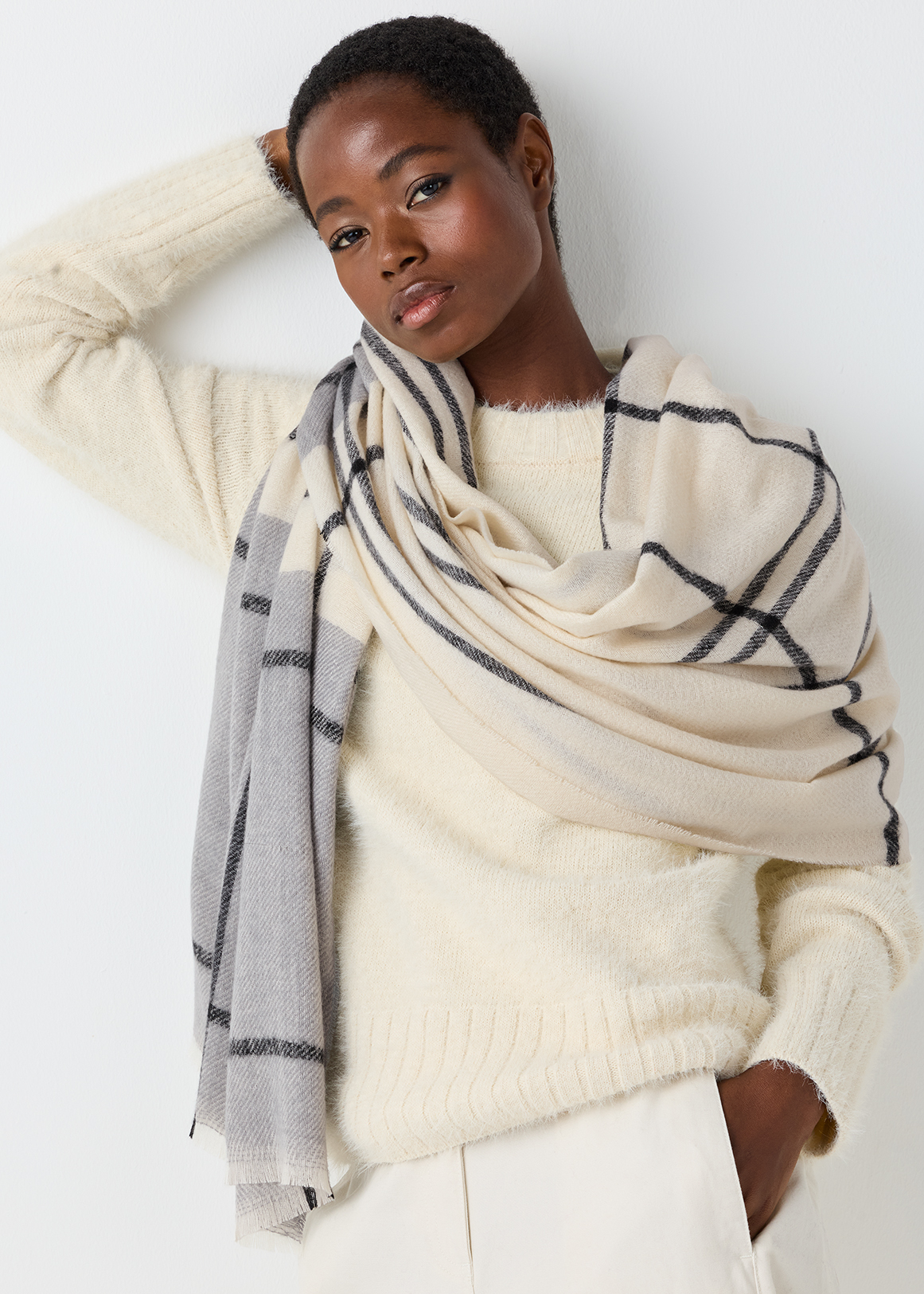 Check Frayed Scarf | Woolworths.co.za