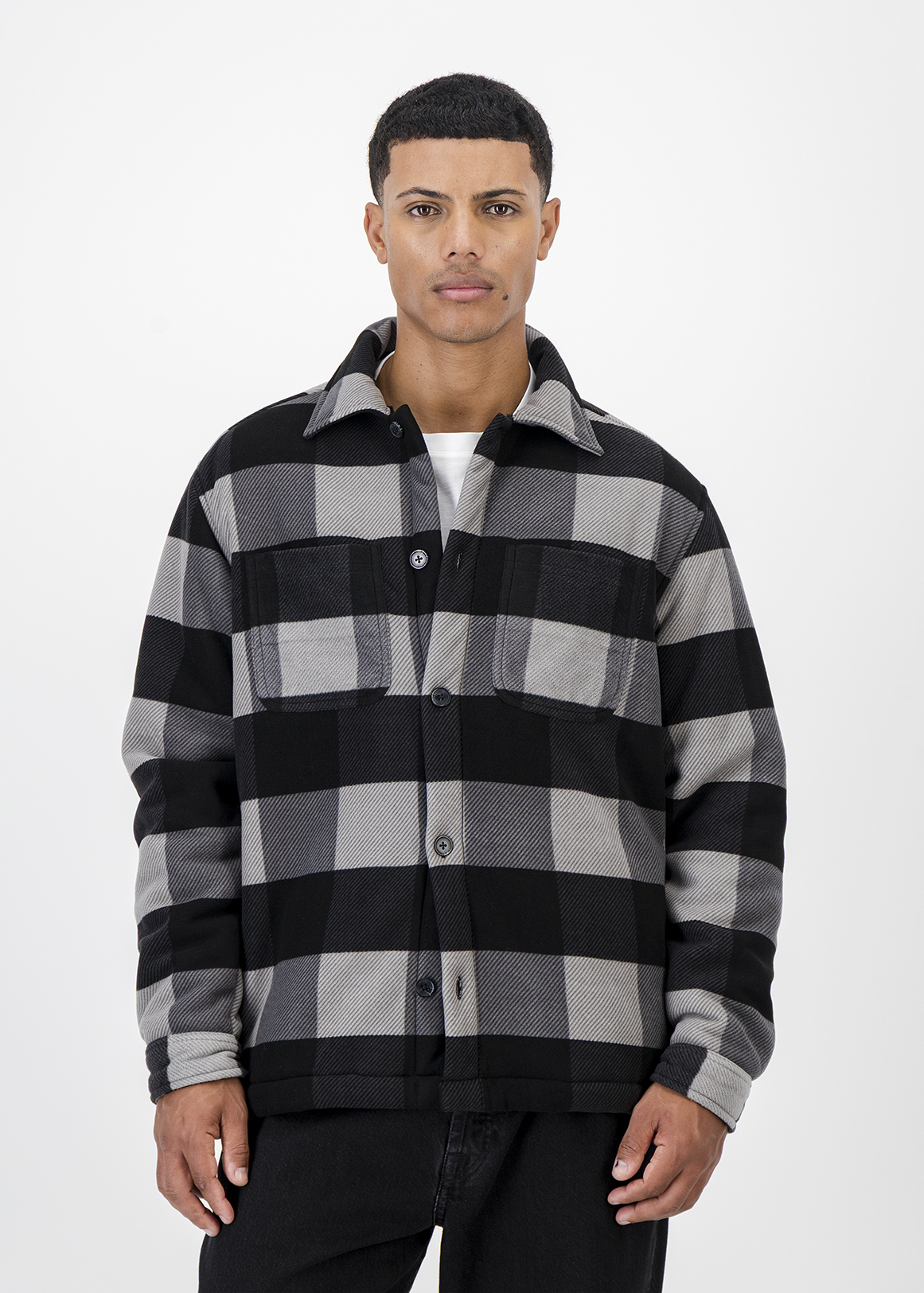 Black Check Sherpa Lined Shacket | Woolworths.co.za