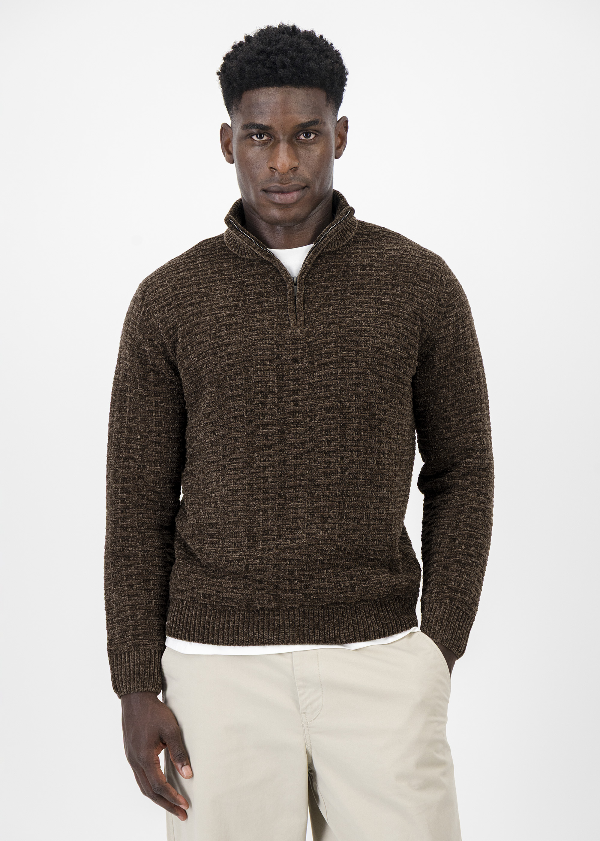 Textured Funnel Neck Quarter Zip Jumper | Woolworths.co.za