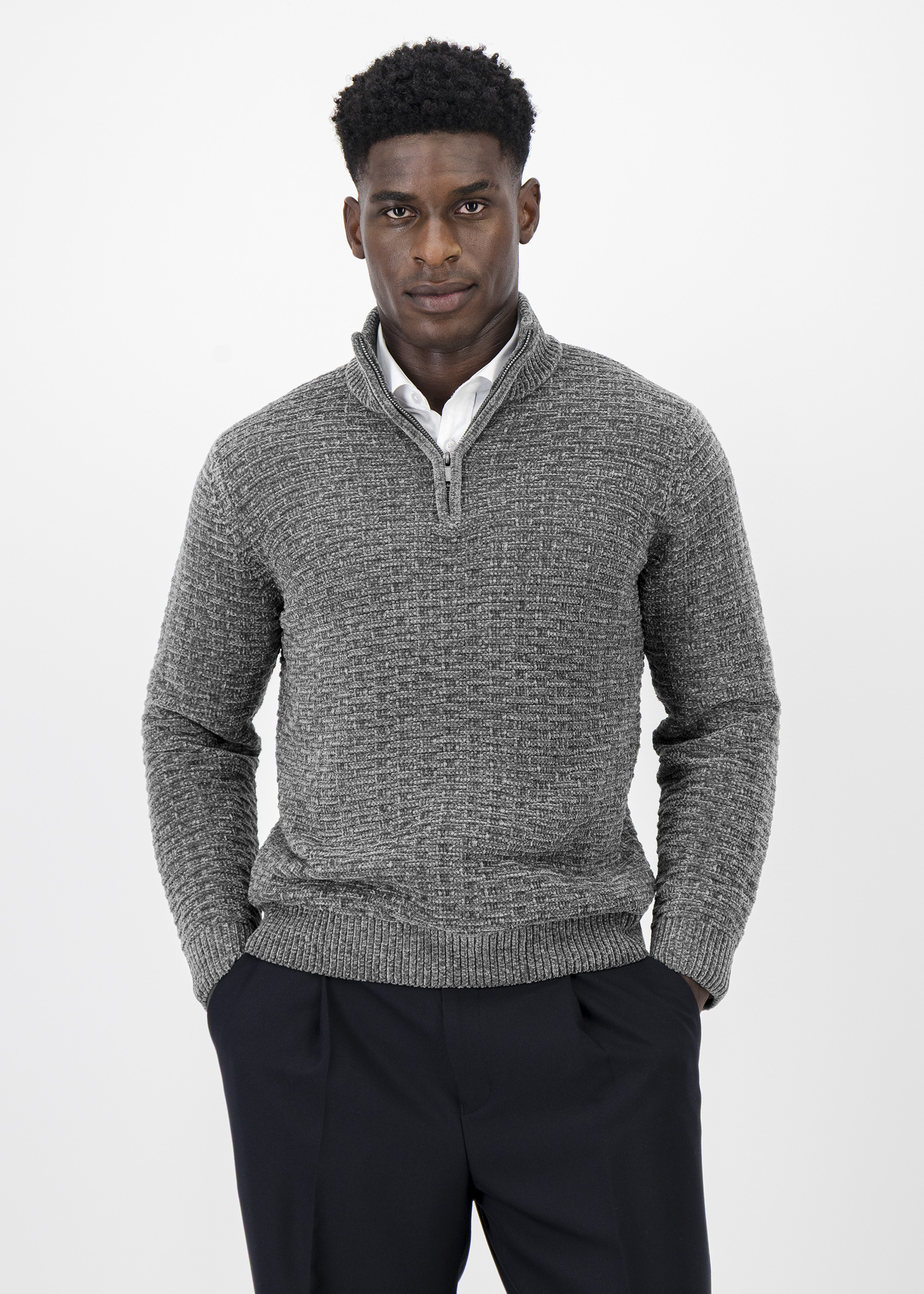 Textured Funnel Neck Quarter Zip Jumper | Woolworths.co.za