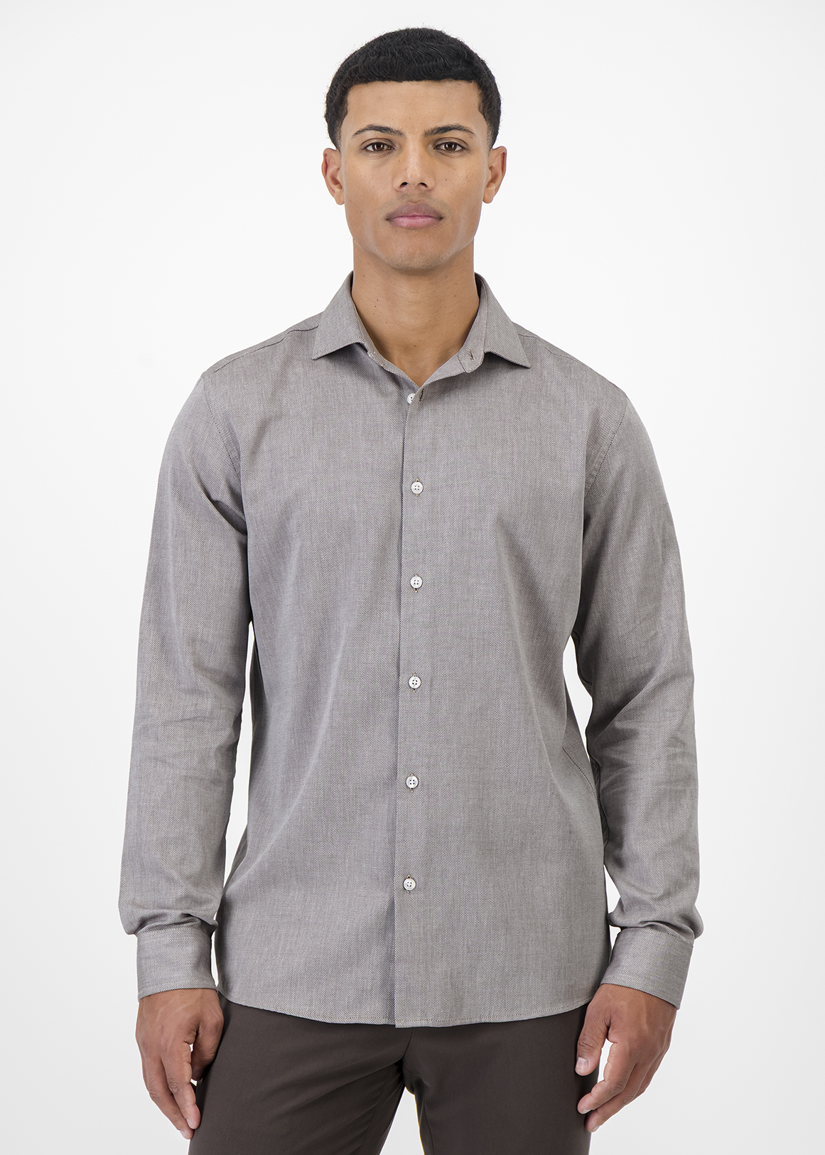 Slim Fit Easy Care Cotton Rich Dobby Double Cuff Shirt