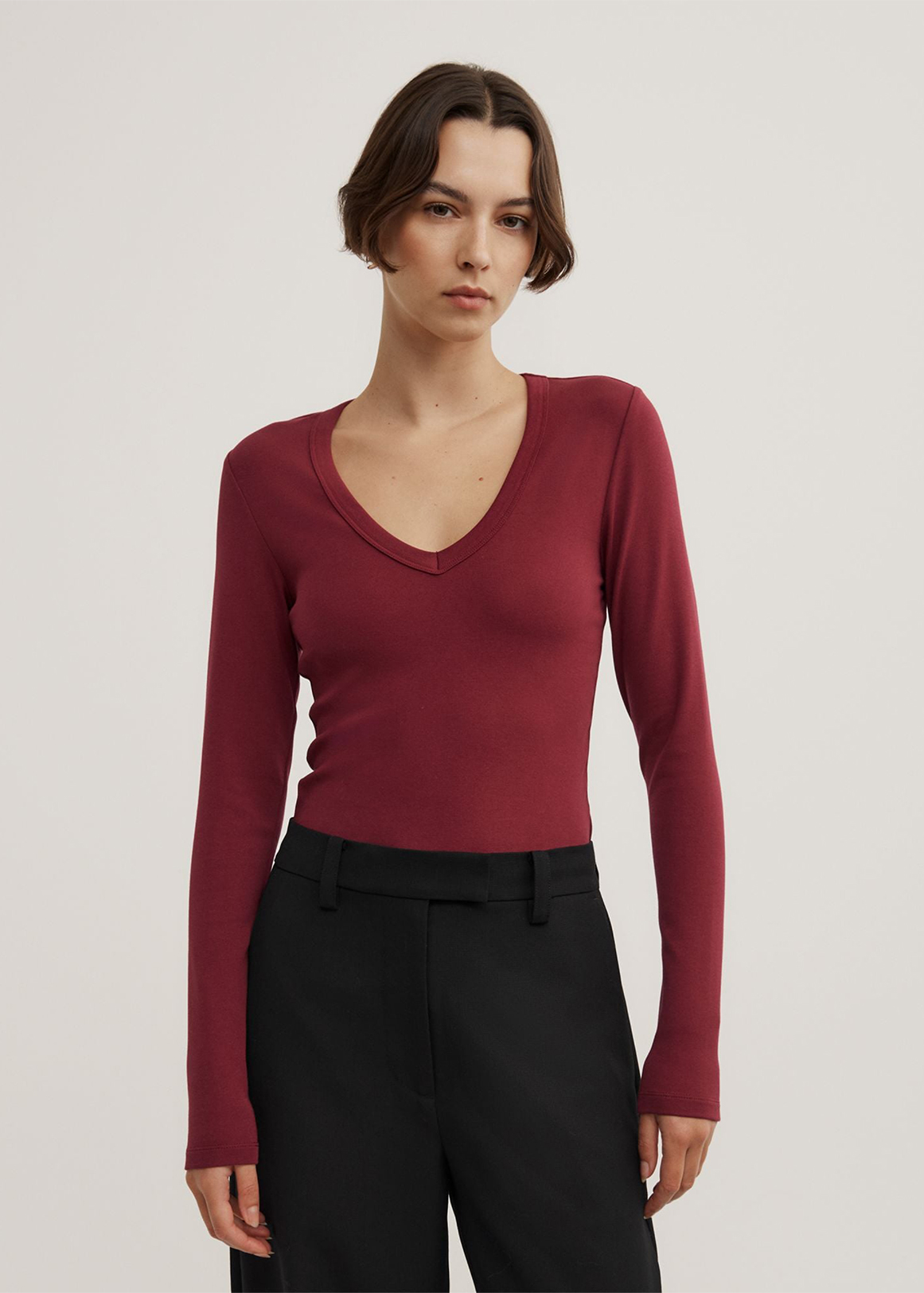V Neck Long Sleeve Top | Woolworths.co.za