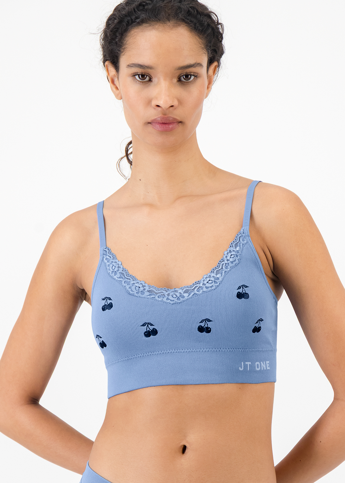 Cherry Embroidery Padded Lace Trim Seamfree Bralette | Woolworths
