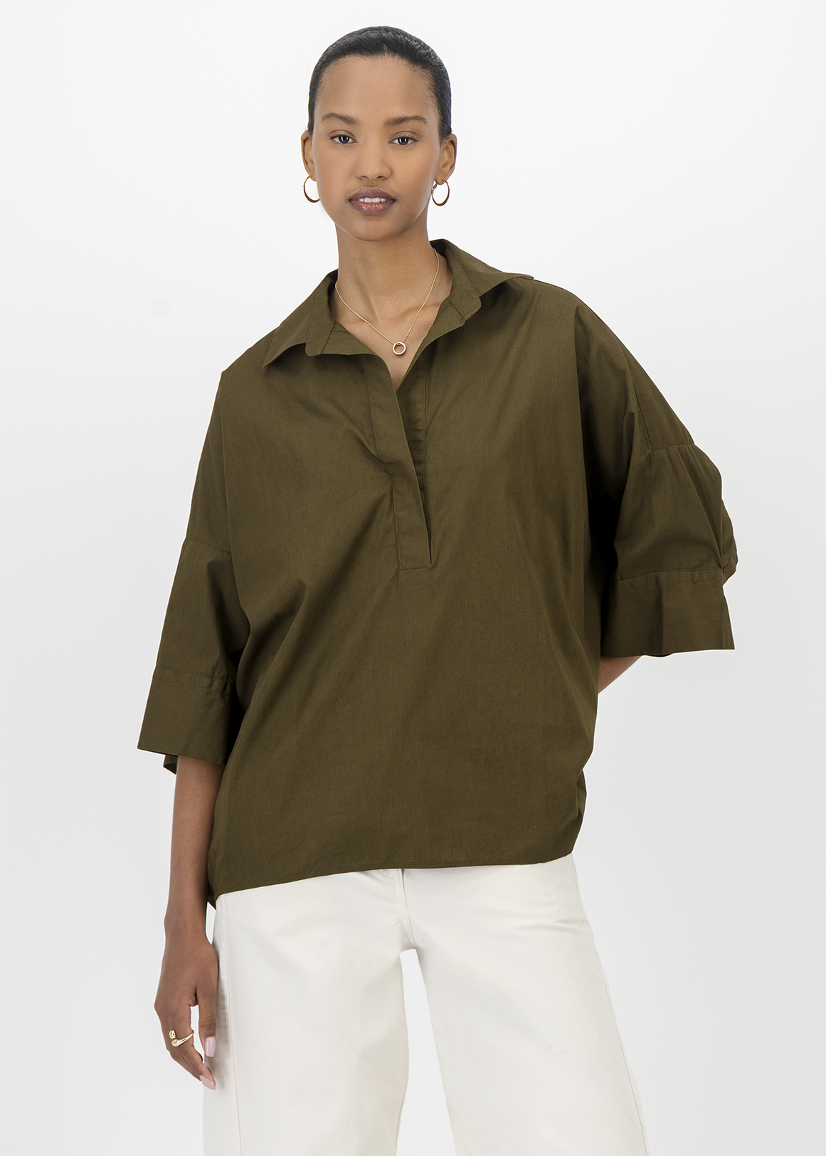 Relaxed Fit Split Collar Poplin Shirt | Woolworths.co.za