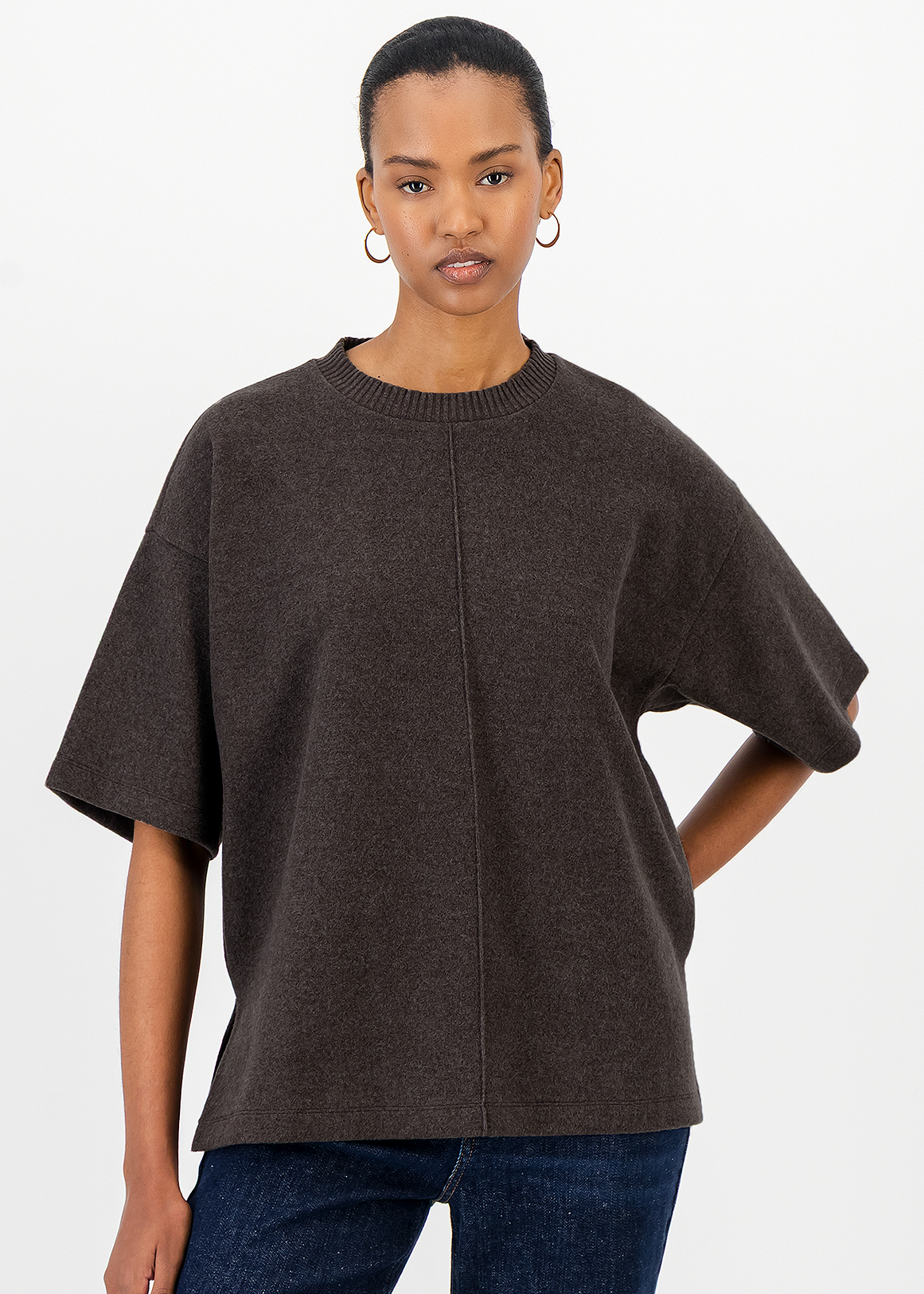 Pintuck Seam Relaxed Fit Knit T-shirt | Woolworths.co.za