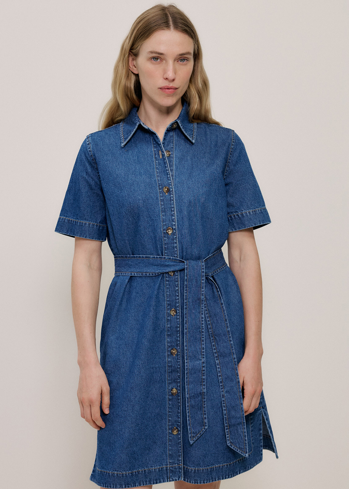 Denim Belted Shirt Dress
